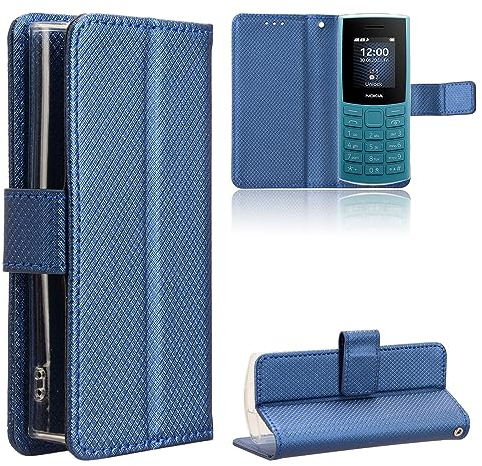 TIANYUE Handyhülle für Nokia 105 4G (2023) Hülle, Schutzhülle Handy Lederhülle PU Leder Hülle mit [Kartenfach] [Magnetverschluss] Cover Kompatibel für Nokia 105 4G (2023), Blau
