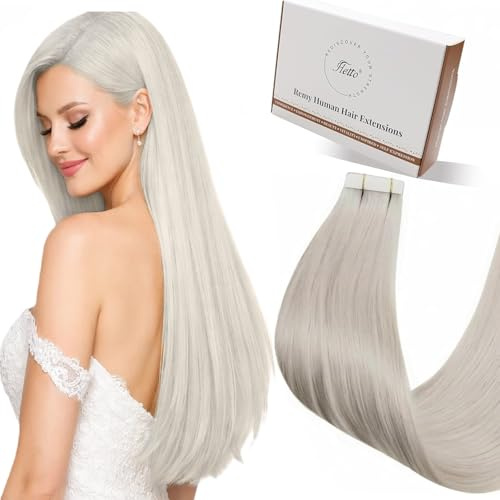Tape Extensions Echthaar, Aschblond, 45cm