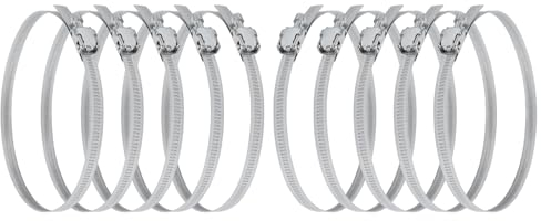 Vent Systems 125 mm – 10 Stück – verstellbare Schneckengetriebe-Stahlkanalschellen aus verzinktem Stahl – Trockner-Entlüftungsschelle – Rohrschelle - Automobil – Schneckenantriebs-Schlauchschellen