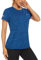 TACVASEN Damen Leitch Freizeitshirt Tee Frühling Sommer Quick Dry Frauen Casual T-Shirt Short Sleeve Sporthemd Yoga Wandern (L, Mittelblau)