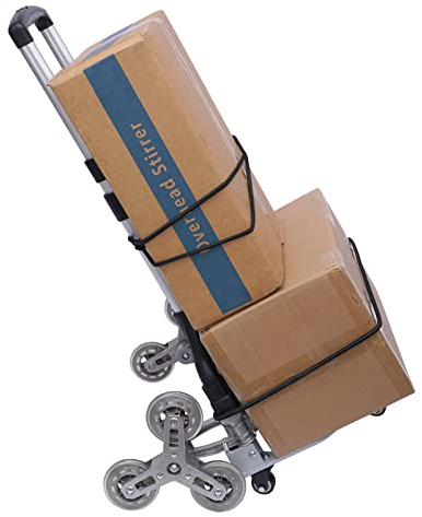 Aluminium Treppensteiger-Plattformwagen Handwagen Klappbar Sackkarren Tragkraft 75kg mit Teleskopgriffen und mit 6 Rädern und Elastisches Seil, wasserdichte Canvas Tasche