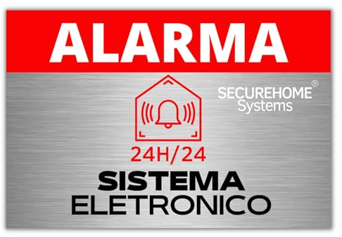 SecureHome Systems - Juego de 8 pegatinas de fondo de aluminio antirrobo - Sistema electrónico de alarma - Resistencia a la lluvia y a los rayos UV - 8,5 x 5,5 cm