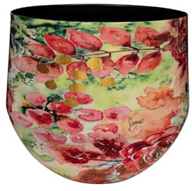 TS Collection - Pot Rose Rouge - 28x25 - Métal et époxy - Ouverture Ø28 - Design Haut de Gamme - pour l'intérieur - Fait Main - Conçu par Lammie