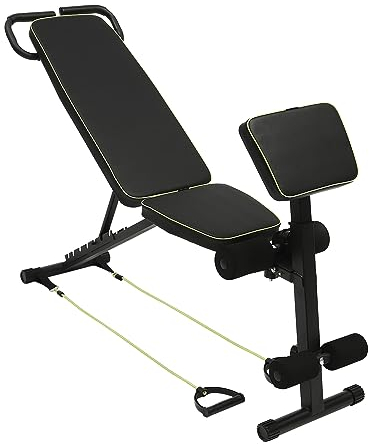 Drückbank Hantelbank Verstellbare Trainingsbank 6 Gänge Rückenpolster einstellbare mit Elastische Bänder 500kg Gewichtskapazität ist ideal zum Abnehmen Fettverbrennung und Krafttraining