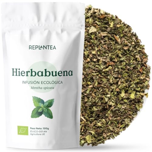 HIERBABUENA INFUSION ECOLÓGICA 100G (50 Tazas) | Infusión de Hierbabuena a Granel | Hojas Trituradas de Mentha spicata REPLANTEA