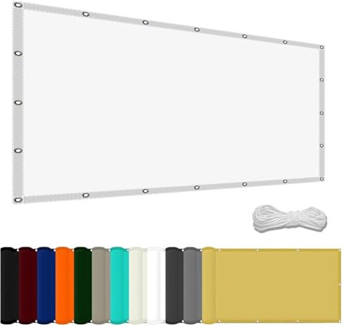 Tenda a Velo da Sole 1 x 7 m Protezione Antivento Rettangolari Tende da Sole per Esterno Metri Protezione Raggi UV per Giardino Balcone Terrazza, Bianco