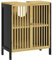 HOMCOM Meuble sous Vasque Meuble de Salle de Bain 2 Portes avec étagère réglable Armoire de Rangement pour lavabo 60 x 30 x 70 cm en Bambou Noir et Naturel