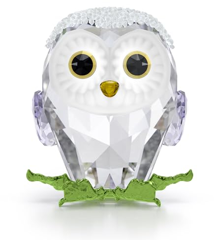 Swarovski Idyllia Baby Owl Figurine, Clear Crystals and Crystal Rocks with Lacquered Metal Accents, Part of the Idyllia Collection