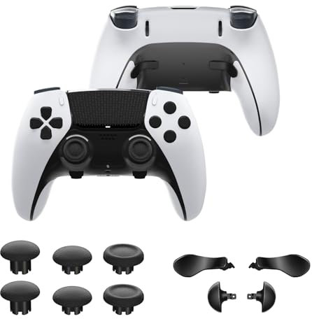 CHARM FOCUS Replacement Kit Thumbsticks & Back Paddles for PS5 Edge Controller, Analog Thumb Sticks Caps Interchangeable for PS5 Dual Sense Edge Stick Module, 6 Joysticks, 4 Back Buttons, Black