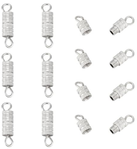 UNICRAFTALE 10Pcs Screw Twist Clasps Barrel Screw Clasps Stainless Steel Screw Claps Screw Type Connector Cord End Cap Fastener for Jewelry Making Necklaces Bracelet Clasps