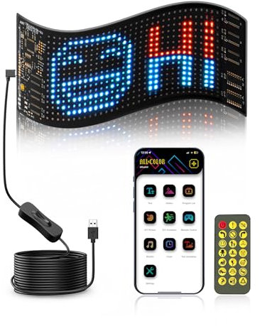 ZIMAOER Ojos LED para Camiones, Luz de Ojos de Diablo para Coches, Pantalla LED Flexible Grande Programable para Coches, Camiones, Tiendas, Diseño Dinámico DIY
