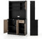 KOMFOTTEU Buffet de Cuisine en Bois avec 3 Portes, Tiroir et Étagère réglable, Colonne de Cuisine avec Trous pour Câbles, Armoire Haut avec Dispositif Anti-basculement, 60 x 40 x 180 cm (Noir)