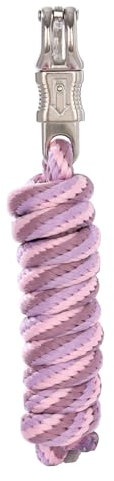Merauno® Führstrick für Pferd - Anbindestrick in verschiedenen stylischen Designs, Führleine, Anbindeseil Pony, Esel, Ziege mit Panikhaken (Rosa, Violett)