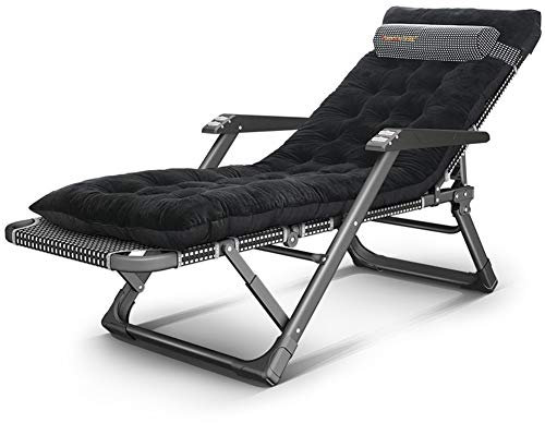 Outdoor Faltbare Einstellbare Liege mit Kissen Garten Liegen und Sessel für Strand Schwimmbad Terrasse und Camping Stahlrahmen Schwarz Farbe