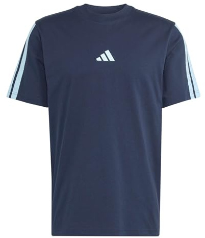 adidas Men's Essentials Three Stripes Single Jersey Tee, Night Navy/Icey Blue/Icey Blue/Icey Blue, S