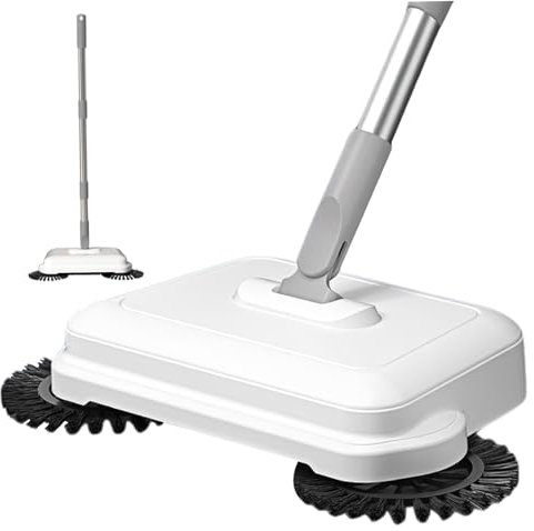 2-in-1 360° Rotating Hand Push Floor Sweeper with Long Handle, High-Efficiency Manual Carpet & Hard Floor Sweeper, Hanging Manual Vacuum for Home & Office