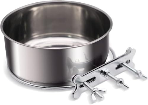 Pet Bowl, Hanging Pet Bowl Sturdy Durable Stainless, Steel Dog Bowls with Three Bolt Holder, Hanging Bowl Water Bowl Food Feeder, Cage Hanging Food Bowl Suitable for Pet Dogs Parrots
