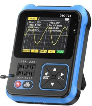 TIEOAXFT DSO-TC3 Mini Handheld Digital Oscilloscope Transistor Tester Signal Source 3in1 Multifunction Electronic Component Tester(DSO-TC3 Option)