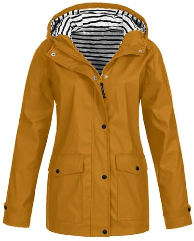 WOXIHUAN Giacca Impermeabile da Donna,Anti-vento Cappotto con Cappuccio Giacche Invernale Caldo Giacca,Maniche Lunghe Cardigan a Righe Dimensione Grande Abbigliamento Sportivo Outdoor Parka