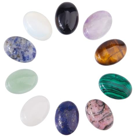 SUPERFINDINGS 20 Stück 10 Stile Ovale Gemischte Edelstein Cabochons Halbedelsteine 18x13mm Natürlicher Synthetischer Kristallquarz Achat Cabochon Gefärbter Flatback Stein Cabochon
