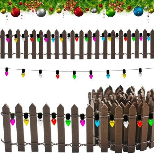 Weihnachten Miniatur-Gartenzaun Holzzaun Flexibler Miniatur-Zaun, 100cm*5cm Miniatur Zaun Gartenzaun Holz, verwendet für Miniaturlandschaft Puppenhaus Blumentopf Fee Garten Wichteltür dekoration
