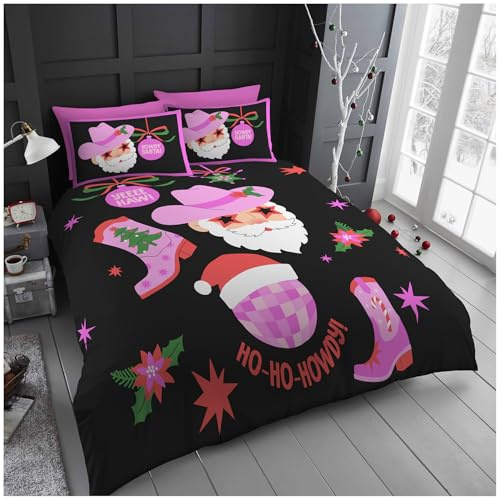GC GAVENO CAVAILIA Howdy Xmas Duvet Cover - Festive Christmas Double Bedding Set with Pillowcases - Soft Hypoallergenic Polyester Quilt Cover Bed Set (200x200 cm) - Easy Care Winter Bed Linen