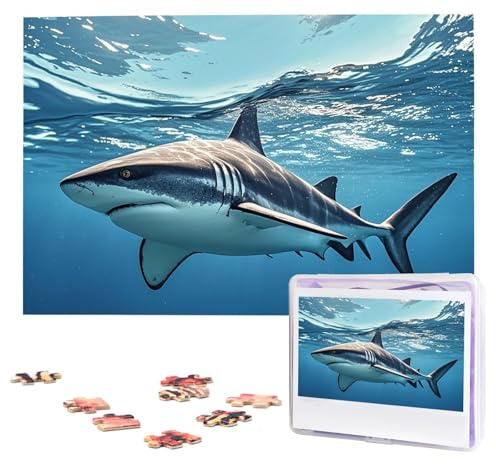 Ozean, Meerestier, Hai, Puzzle, 1000 Teile, personalisiertes Puzzle, Foto-Puzzle für Erwachsene, anspruchsvolles Bilderpuzzle mit Aufbewahrungstasche, Puzzles für Männer und Frauen, Heimdekoration