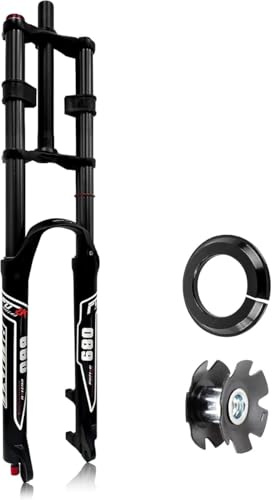 Forcella ad aria MTB da 29 pollici, forcella ammortizzata per bici a doppia spalla, attacco QR 9 * 100, forcella anteriore per mountain bike, tubo dritto senza filettatura da 1-1/8, freno a disco,