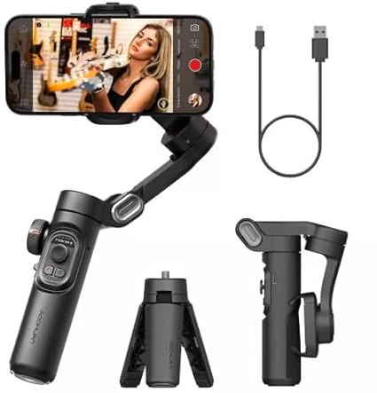 Gimbal Stabilizer for iPhone, 3-Axis Phone Gimbal, Portable and Foldable, Gimbal for iPhone 16,15 &Android, Gimbal for Youtube Vlog TikTok, Black