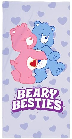 Care Bears Offiziell Lizenziertes Kinderhandtuch | Superweiches Gefühl | Design „Besties“ mit Cheer und Grumpy Bear | Perfekt für Zuhause, Bad, Strand & Schwimmbad | Einheitsgröße 70 × 140 cm