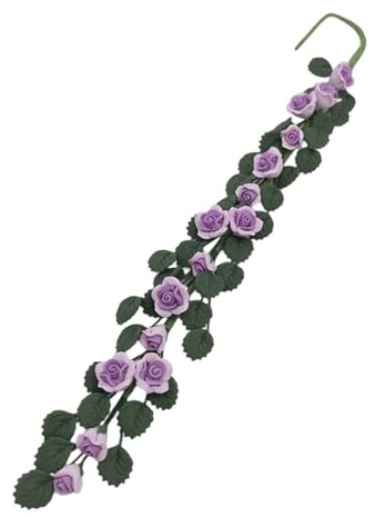 Fahoujs Elegant Miniature Climbing Rose Flower Vine for Scale Model Garden Decoration 1/12 Doll House Landscape Accessories Miniature Garden Rose
