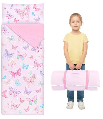 Sac de Couchage pour Enfants avec Oreiller Amovible et Couverture 150*60cm | Tapis de Sieste Pliable pour Filles et Garçons Voyage Camping Ecole Garderie