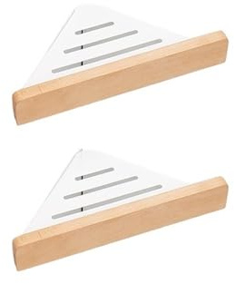 Générique Étagère d'angle en Bois Massif Non perforé for Salle de Bain, étagère Rangement for Toilettes et Douche(Beech-Double Layer)