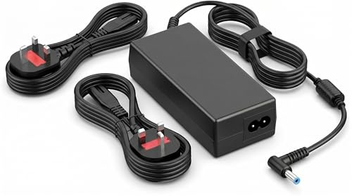 HP 45W Laptop Charger Replacement with 4ft UK 3 Pin Power Cable – 19.5V 2.31A 4.5mm Blue Tip AC Adapter for Pavilion, EliteBook, ProBook, Stream, Envy, Chromebook
