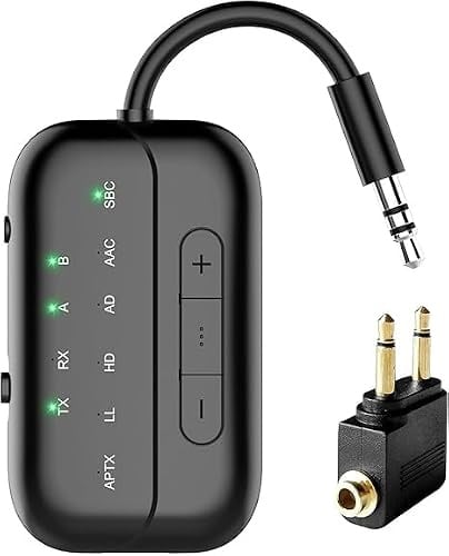 2026 Upgraded Pro Bluetooth 5.4 Sender & Empfänger 2-in-1, kabelloser Flugzeug-Adapter für Reise, TV, PC, Fitnessstudio, Switch – kompatibel mit 2 Kopfhörern, Audio-AUX-Empfänger für Auto & Heimstereo