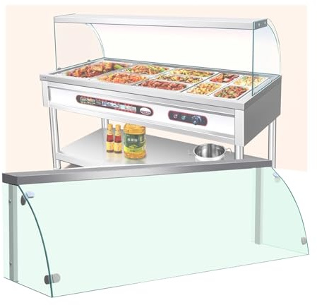 Gewerbliche Kühlvitrine mit dreiseitigem Gehäuse für Buffet-Speisenerwärmung und Gebäckpräsentation