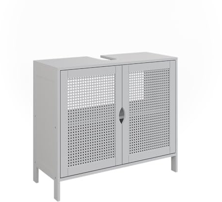 Vicco Waschbeckenunterschrank Liora, Weiß, 68 x 60 cm | mit 2 Türen, zur Aufbewahrung von Badutensilien und Handtüchern