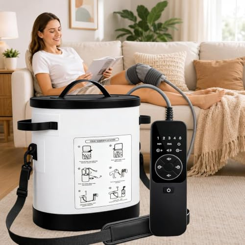Máquina de Terapia Fría con Temporizador, Circulación de Agua Fría, con Banda de Compresión y Manguito de Hielo Reutilizable, para Recuperación y Reducción de Hinchazón