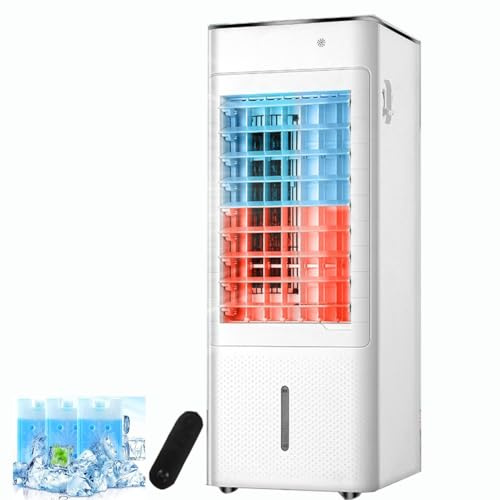MSHGSKU Aire Acondicionado y Calefactor portátil, Enfriador de Aire evaporativo 4 en 1 con humidificador, Temporizador de 12 Horas, 3 velocidades, oscilación de 120° para el hogar y la ofi