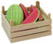 cama24com Holz-Melonen in Obstkiste für Kaufmannsladen Marktstand mit Palandi® Sticker