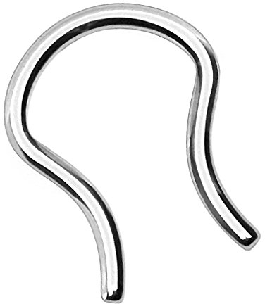 Piersando Fake Piercing Retainer Hoop Ring Nasenring gebogen Hufeisen für Septum Tragus Helix Nase Lippe Ohr Intim Nippel Brust Nasenpiercing Silber 1,2mm