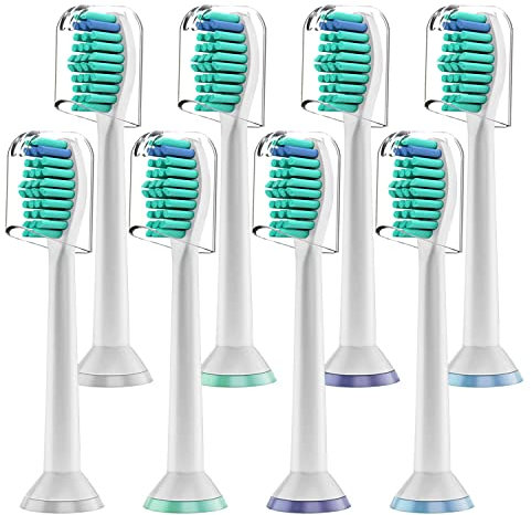 Derffin Replacement Brush Heads, Compatible with Philips Sonicare Electric Toothbrushes, Classic Toothbrush Heads HX6014, Fit The Models of HX3/HX6/HX9/HX8/HX7 Series (8 Pack in White)