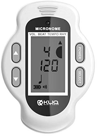 KLIQ MicroNome Mini-Metronom, wiederaufladbar, digital, mit Lautsprecher (Digitale Lautstärke, Beat und Tempoeinstellung) für Klavier, Gitarre, Saxophon, Flöte, Violine, Trommel (weiß)