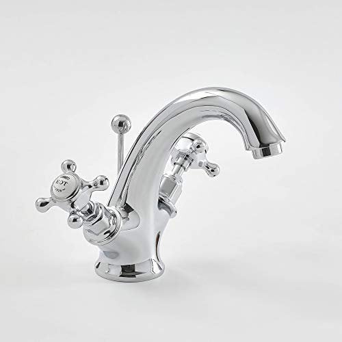 Milano Elizabeth Traditional Mono Basin Mixer Tap Crosshead Handles - Chrome White