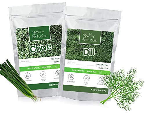 Healthy Future Freeze Dried Chive + Dill Pack 100% Natural Herb Gluten Free No Preservatives (100g + 100g)