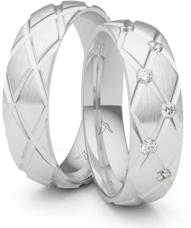 Kolibri Rings Partnerringe Silber 925 Paarpreis Massiv Nickelfrei 6 Zirkonia Steine Freundschaftsringe Trauringe Eheringe 100% Made in Germany- Inkl. Gratis Etui + Gravur (Längsmatt)