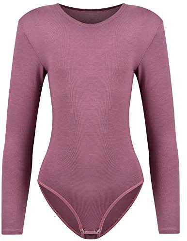 Evoni Kinder-Body Langarm - Baumwolle mit Elasthan, atmungsaktiv & dehnbar, Druckknöpfe im Schritt, Unisex, Ballettanzug 128 aschrosa