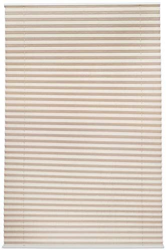 Amazon Basics Plissee-Rollo ohne Zugkette, ohne Bohren, 70 x 160 cm, Creme