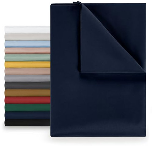 Blumtal Drap Plat 1 Personne 160x275 pour Lit 90x190/200 en Microfibre Doux - Drap 160x275 cm sans Elastique - Drap Plat 160x275 Facile à Entretenir - Draps 160x275 Doux pour la Peau en Bleu foncé