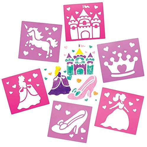Baker Ross FE331 Princess Stencils - Pack of 8, Plastic Stencils for Children, Art Set for Kids to Create and Design Themed Books, Cards and Pictures